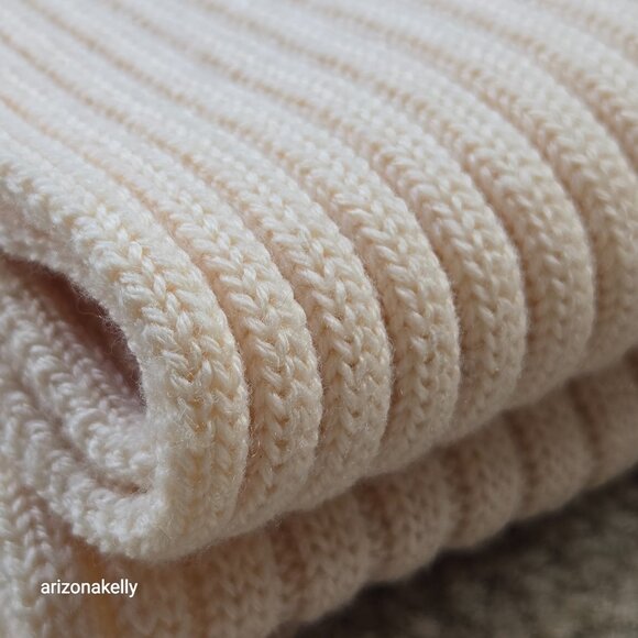 Eileen Fisher Ribbed Merino Ivory Thick Scarf TINY FLAW wool soft - Picture 16 of 16